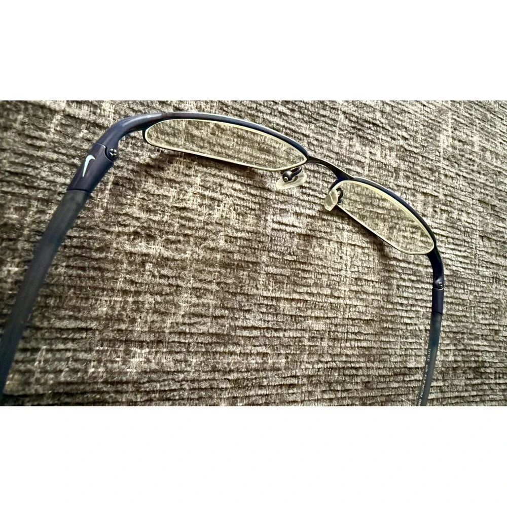 Nike Eyeglasses Unisex 54-17-135 Navy Blue Excellent Flexon 4105 Semi-Rimless